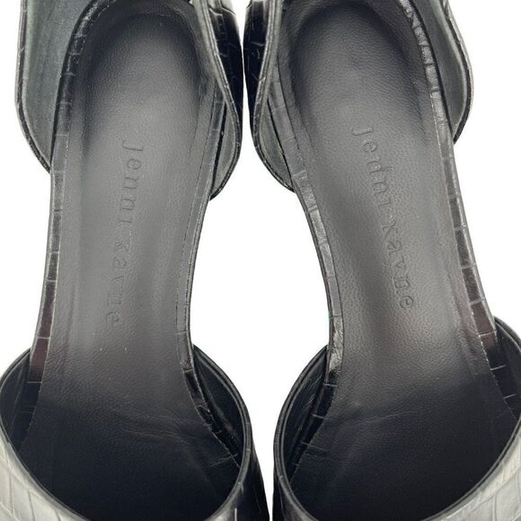 Jenni Kayne Textured Croc Embossed Leather D'Orsay Fats Shoes Black Women 37 - Picture 5 of 11